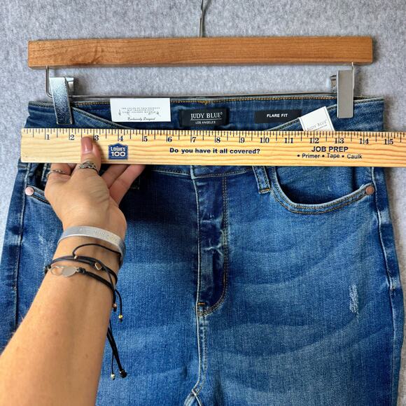 NWT Judy Blue Jeans Flare High Rise Women’s Size 9 Boho Hippie Stretch Dark Wash - Picture 5 of 14